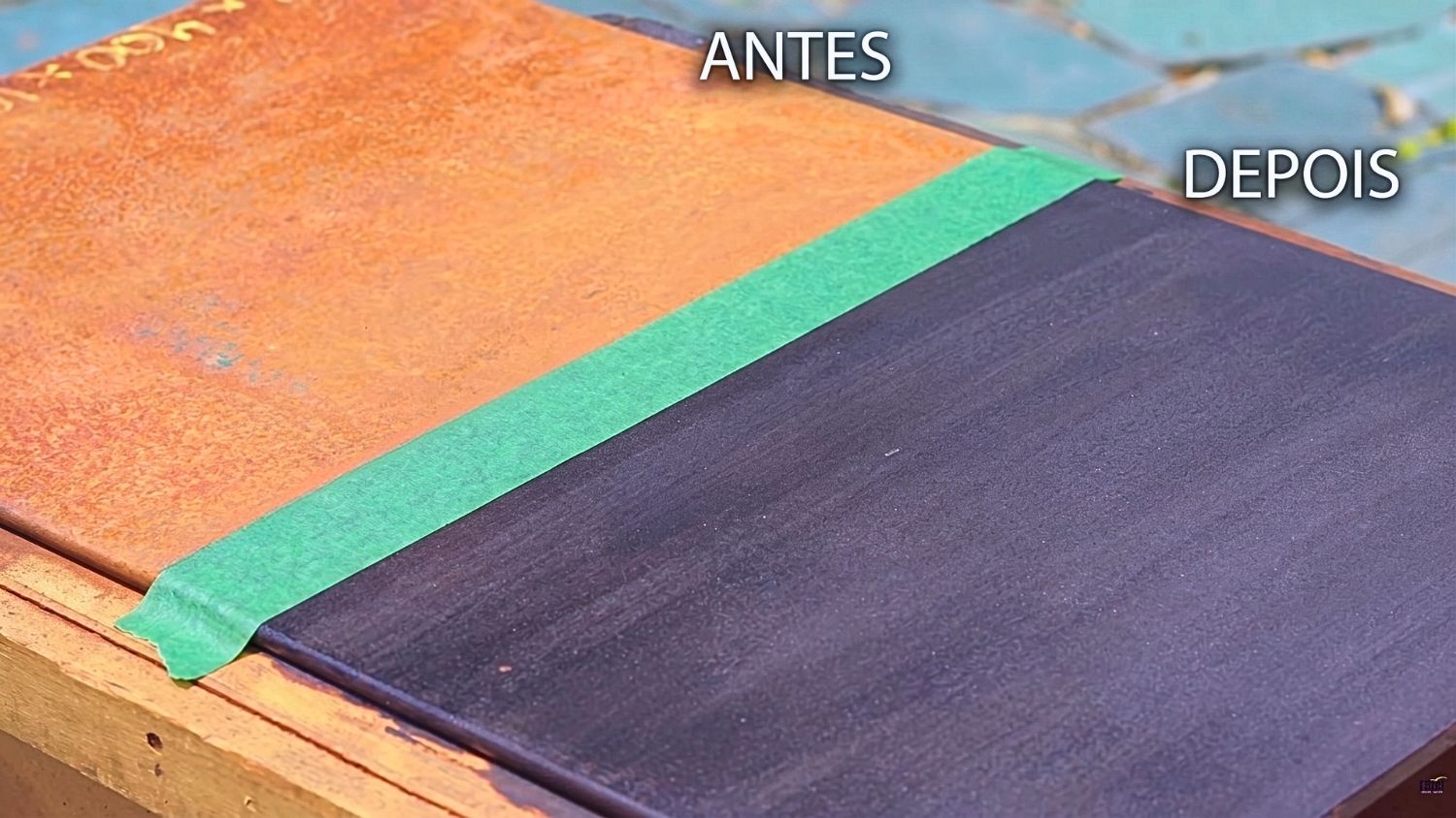 Comparativo de chapa antes e depois do tratamento fosfatizante contra ferrugem